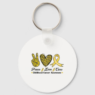 Peace Love Cure Childhood Cancer Awareness Leopart Key Ring