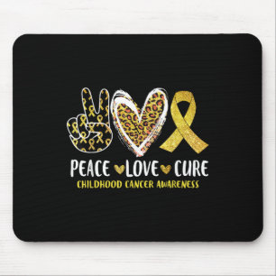 Peace Love Cure Childhood Cancer Awareness Leopart Mouse Pad