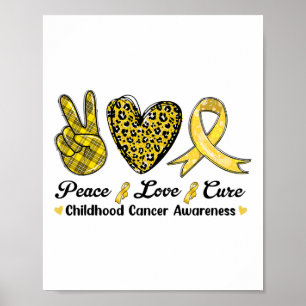 Peace Love Cure Childhood Cancer Awareness Leopart Poster