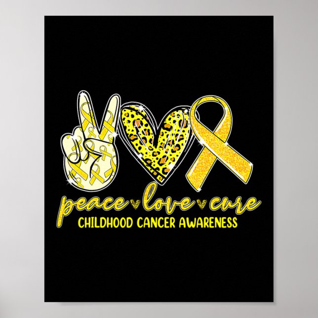 Peace Love Cure Childhood Cancer Awareness Leopart Poster (Front)