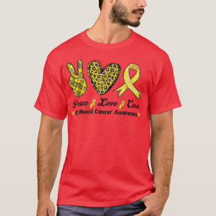 Peace Love Cure Childhood Cancer Awareness Leopart T-Shirt