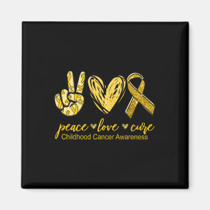 Peace Love Cure Childhood Cancer Awareness Magnet