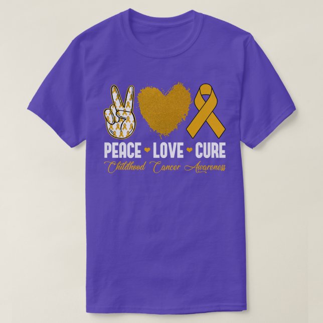 Peace Love Cure Childhood Cancer Awareness Month W T-Shirt (Design Front)