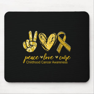 Peace Love Cure Childhood Cancer Awareness Mouse Pad