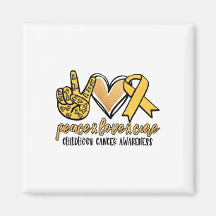 Peace Love Cure Childhood Cancer Awareness Mum Dad Magnet