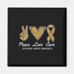 Peace Love Cure Childhood Cancer Awareness Ribbon Magnet