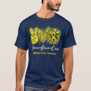 Peace Love Cure Childhood Cancer Awareness Sunflow T-Shirt