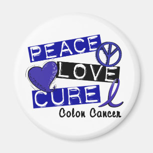 PEACE LOVE CURE COLON CANCER MAGNET