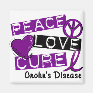 PEACE LOVE CURE CROHNS DISEASE MAGNET