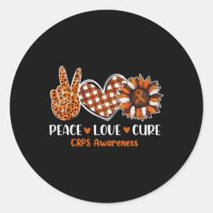 Peace Love Cure CRPS Awareness Month Warrior Orang Classic Round Sticker