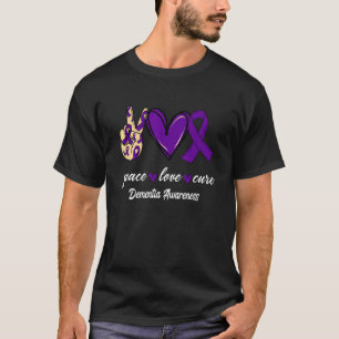 Peace Love Cure Dementia Purple Ribbon Awareness T-Shirt