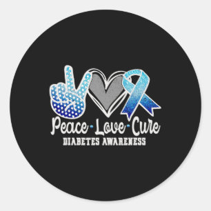 Peace Love Cure Diabetes Awareness 1 Classic Round Sticker