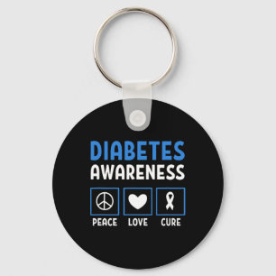 Peace Love Cure Diabetes Awareness 3 Key Ring