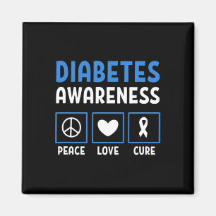 Peace Love Cure Diabetes Awareness 3 Magnet