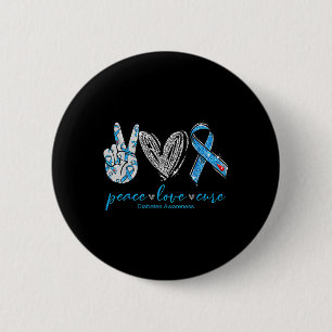 Peace Love Cure Diabetes Awareness 6 Cm Round Badge