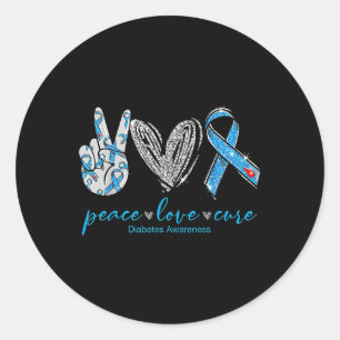Peace Love Cure Diabetes Awareness  Classic Round Sticker