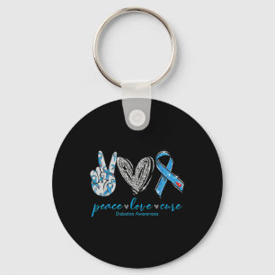 Peace Love Cure Diabetes Awareness Key Ring