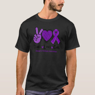Peace Love Cure Domestic Violence Awareness Purple T-Shirt