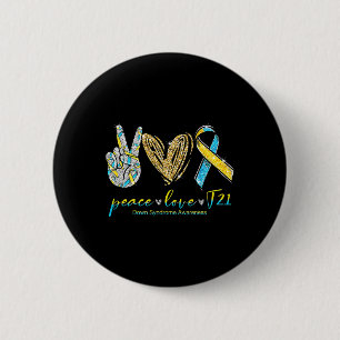 Peace Love Cure Down Syndrome Awareness 6 Cm Round Badge