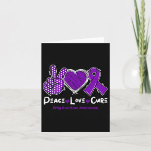 Peace Love Cure Drug Overdose Awareness Purple Rib Card