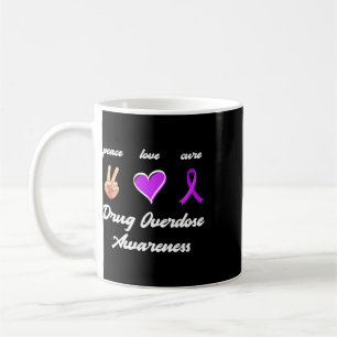 Peace Love Cure Drug Purple Ribbon Overdose Awaren Coffee Mug