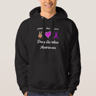 Peace Love Cure Drug Purple Ribbon Overdose Awaren Hoodie