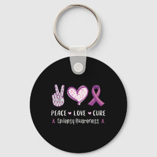 Peace Love Cure Epilepsy Awareness Men Women Kids Key Ring