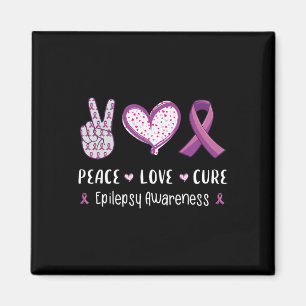 Peace Love Cure Epilepsy Awareness Men Women Kids Magnet
