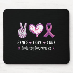 Peace Love Cure Epilepsy Awareness Men Women Kids Mouse Pad