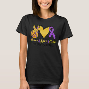 Peace Love Cure Epilepsy Awareness Month Purple Ri T-Shirt