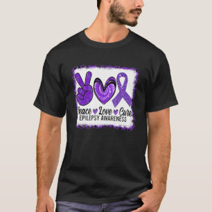 Peace Love Cure Epilepsy Awareness Warrior Survior T-Shirt