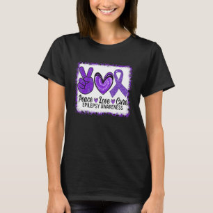 Peace Love Cure Epilepsy Awareness Warrior Survior T-Shirt