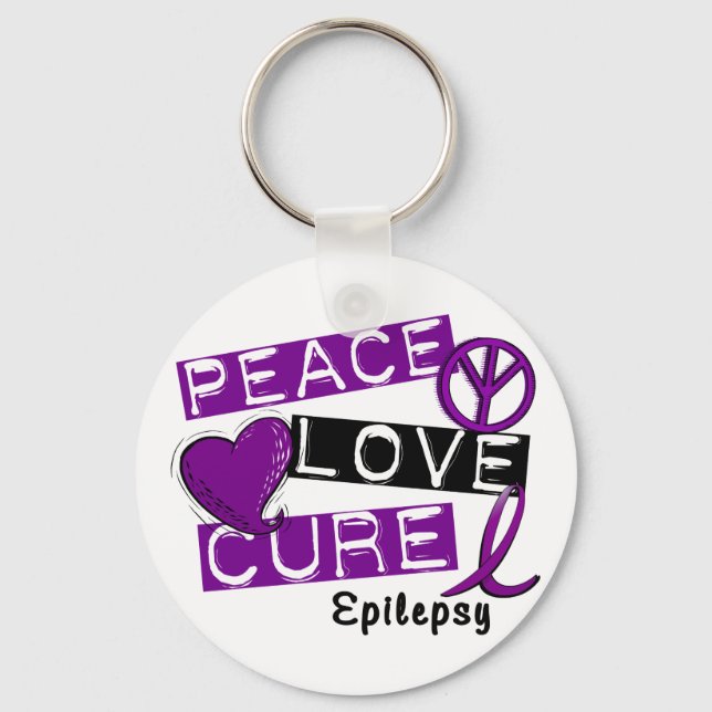 PEACE LOVE CURE EPILEPSY KEY RING (Front)