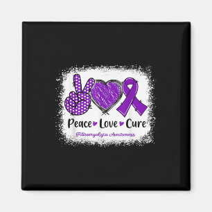 Peace Love Cure Fibromyalgia Awareness Purple Ribb Magnet