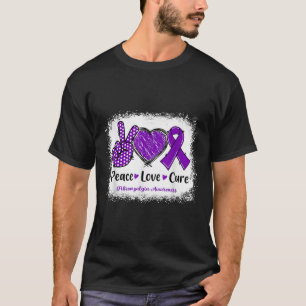 Peace Love Cure Fibromyalgia Awareness Purple Ribb T-Shirt