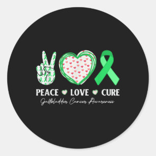 Peace Love Cure Gallbladder Cancer Awareness For W Classic Round Sticker