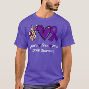 Peace Love Cure GERD Purple Ribbon Awareness T-Shirt