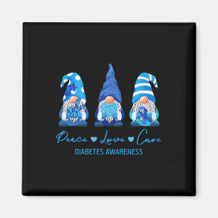 Peace Love Cure Gnome Diabetes Awareness Survivors Magnet