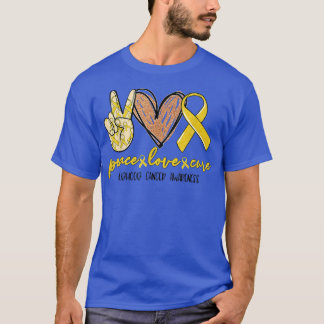 Peace Love Cure Gold Ribbon Childhood Cancer Aware T-Shirt