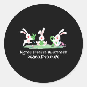 Peace Love Cure Green Ribbon Kidney Disease Awaren Classic Round Sticker