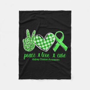 Peace Love Cure Green Ribbon Kidney Disease Awaren Fleece Blanket