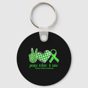 Peace Love Cure Green Ribbon Kidney Disease Awaren Key Ring