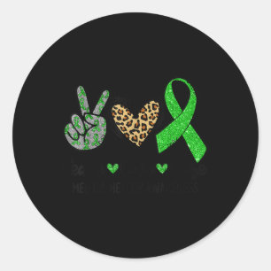 Peace Love Cure Green Ribbon Mental Health Awarene Classic Round Sticker