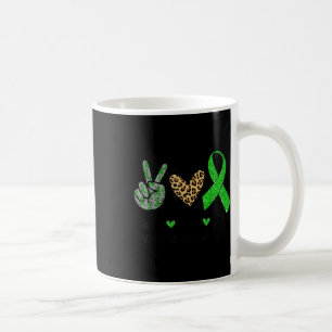 Peace Love Cure Green Ribbon Mental Health Awarene Coffee Mug