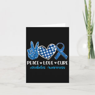 Peace Love Cure Grey Blue Ribbon Diabetes Awarenes Card