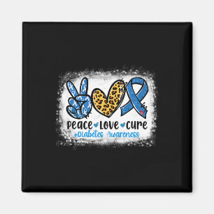 Peace Love Cure Grey Blue Ribbon Diabetes Awarenes Magnet