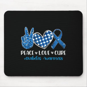 Peace Love Cure Grey Blue Ribbon Diabetes Awarenes Mouse Pad