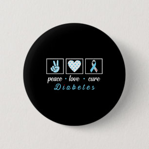 Peace Love Cure Grey Blue Ribbon Type 1 Diabetes A 6 Cm Round Badge