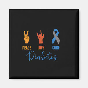 Peace Love Cure Grey Blue Ribbon Type 1 Vintage Di Magnet