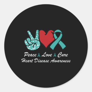 Peace Love Cure Heart Disease Awareness Chd Suppor Classic Round Sticker